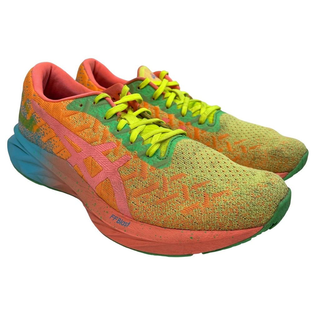 Asics Dynablast Running Shoes Womens 9.5 Orange Pop Green Neon FF Blast 1012A989